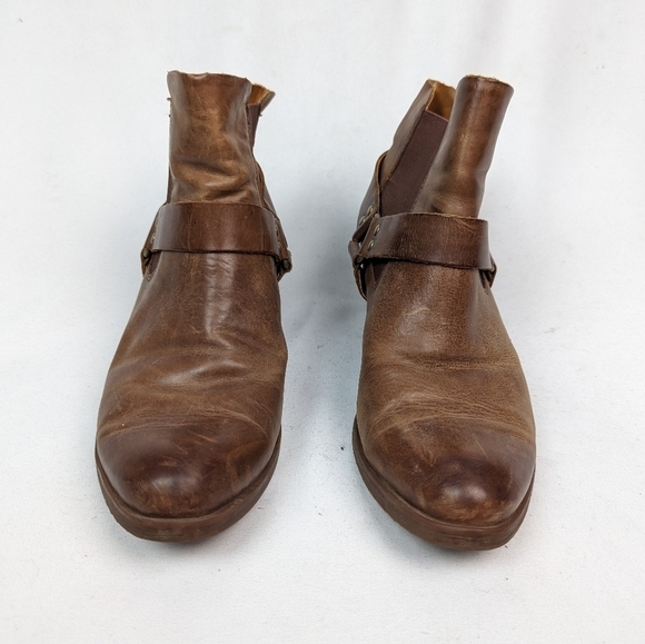 KORKS Kork Ease sz 9M Cyanna Leather Harness Buckle Studded Ankle Boots Booties - Picture 6 of 12